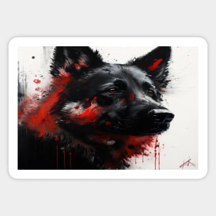 Abstract Splash Painting Of A Dog In Black And Red Colours Sticker